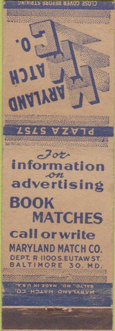 Matchbook Cover - Maryland Match Company Baltimore MD WEAR