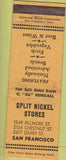 Matchbook Cover - Split Nickel Stores San Francisco CA grocery WEAR