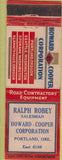 Matchbook Cover - Howard Cooper Corp Portland OR Road Contractor Equipment