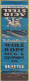Matchbook Cover - Acid Steel Blue Line Wire Rope Seattle WA WEAR Portland