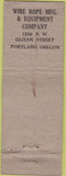 Matchbook Cover - Acid Steel Blue Line Wire Rope Seattle WA WEAR Portland