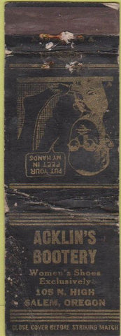 Matchbook Cover - Acklin's Bootery Salem OR POOR women's shoes