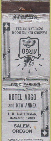 Matchbook Cover - Hotel Argo Salem OR WEAR