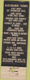 Matchbook Cover - Allis Chalmers Texrope Drives feature WORN