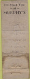 Matchbook Cover - Wurphy's Wines Beer Spokane WA POOR