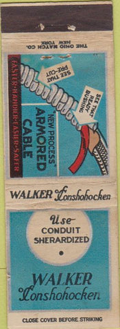 Matchbook Cover - Walker Armored Cable Wire Conshohocken OH