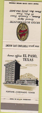 Matchbook Cover - Hugo Bustamante Insurance El Paso TX