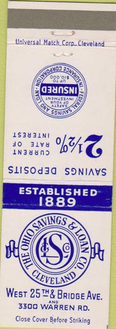 Matchbook Cover - Ohio Savings Loan Cleveland OH