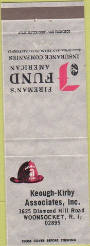Matchbook Cover - Keough Kirby Fireman's Insurance Woonsocket IR