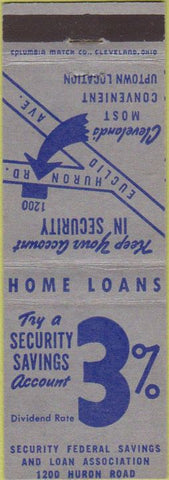 Matchbook Cover - Security Federal Savings Cleveland OH