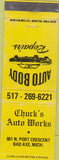 Matchbook Cover - Chuck's Auto Works Bad Axe MI auto body