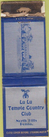 Matchbook Cover - Lu Lu Temple Country Club North Hills PA POOR STRIKER