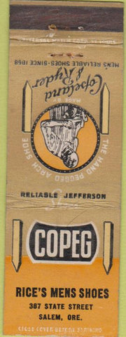 Matchbook Cover - Copes Rice's Mens Shoes Salem OR