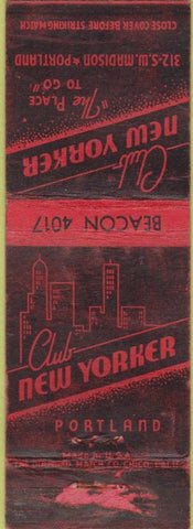 Matchbook Cover - Club New Yorker Portland OR WORN