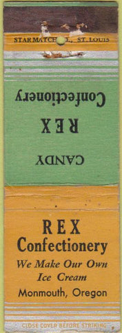 Matchbook Cover - Rex Confectionery Monmouth OR Star Match