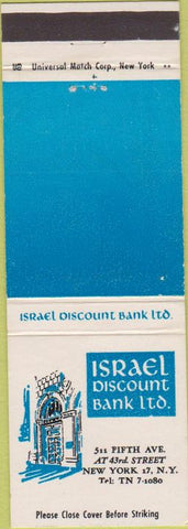Matchbook Cover - Israel Discount Bank New York City