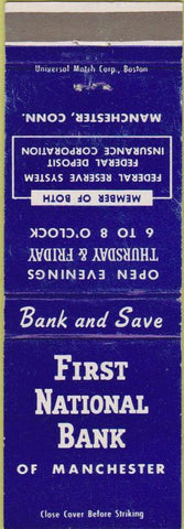 Matchbook Cover - First National Bank Manchester CT