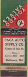 Matchbook Cover - Toledo Valves Baltimore MD