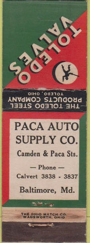 Matchbook Cover - Toledo Valves Baltimore MD