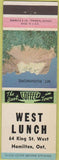 Matchbook Cover - West Lunch Hamilton ON