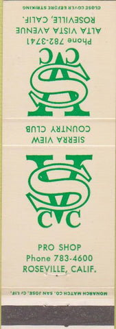 Matchbook Cover - Sierra View Contry Club Roseville CA