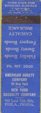 Matchbook Cover - American Surety Insurance Philadelphia PA