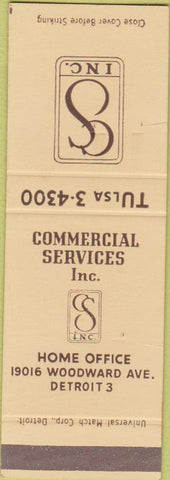 Matchbook Cover - Commercial Services Detroit MI insurance background checks