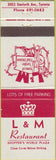 Matchbook Cover - L and M Restaurant Toronto ON