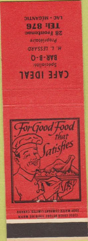 Matchbook Cover - Cafe Ideal BBQ Lac Megantic QC