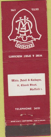 Matchbook Cover - White Favell Cockayne Sheffield UK England