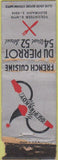 Matchbook Cover - Du Pierrot French Restaurant New York City POOR STRIKER