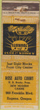 Matchbook Cover - Rose Auto Court Eugene OR WORN