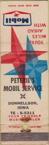Matchbook Cover - Mobil Oil Gas Donnellson IA