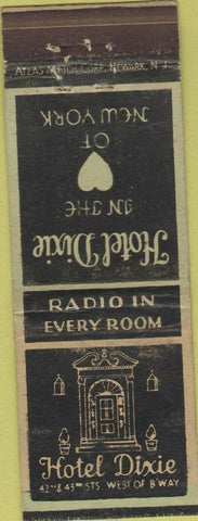 Matchbook Cover - Hotel Dixie New York City Atlas Match Safety First
