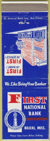 Matchbook Cover - First National Bank Biloxi MS