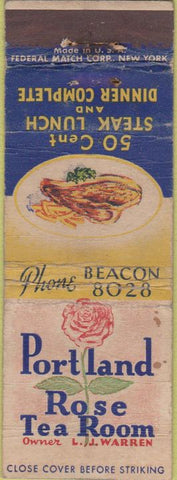 Matchbook Cover - Portland Rose Tea Room OR WORN