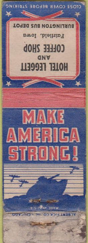 Matchbook Cover - Hotel Leggett Fairfield IA WWII POOR