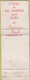 Matchbook Cover - American Steel Warehouse Portland OR WEAR
