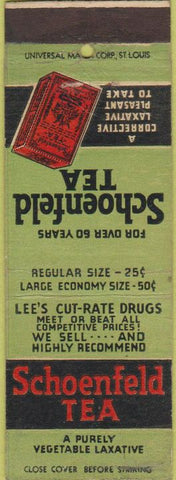 Matchbook Cover - Schoenfeld Tea laxative