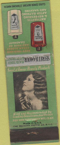 Matchbook Cover - Secret D'Amour Hair Tonic girlie