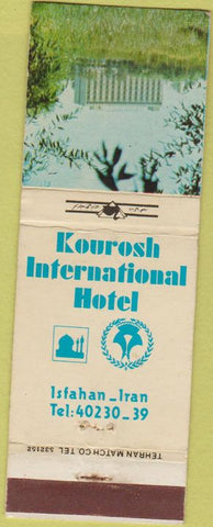 Matchbook Cover - Kourosh International Hotel Isfahan Iran