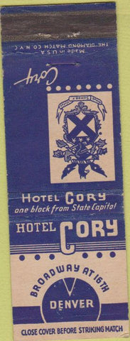 Matchbook Cover - Hotel Cory Denver CO