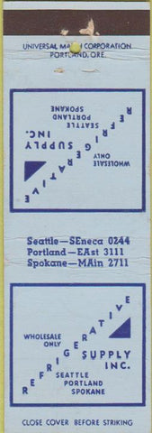 Matchbook Cover - Refrigerative Supply Seattle Portland OR Spokane WA