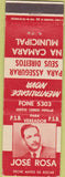 Matchbook Cover - Jose Rosa Election Brazil