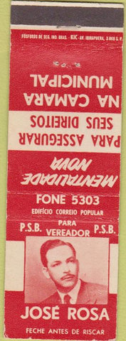 Matchbook Cover - Jose Rosa Election Brazil