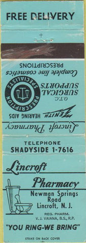 Matchbook Cover - Lincroft Drugs NJ WEAR