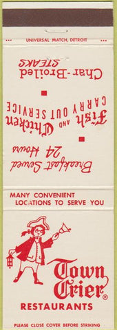 Matchbook Cover - Town Crier Restaurants chain