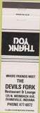 Matchbook Cover - Devils Fork Evansville IN