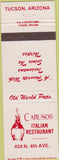 Matchbook Cover - Caruso's Italian Restaurant Tucson AZ