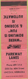Matchbook Cover - Parkway Bowling Lanes Lincoln NE